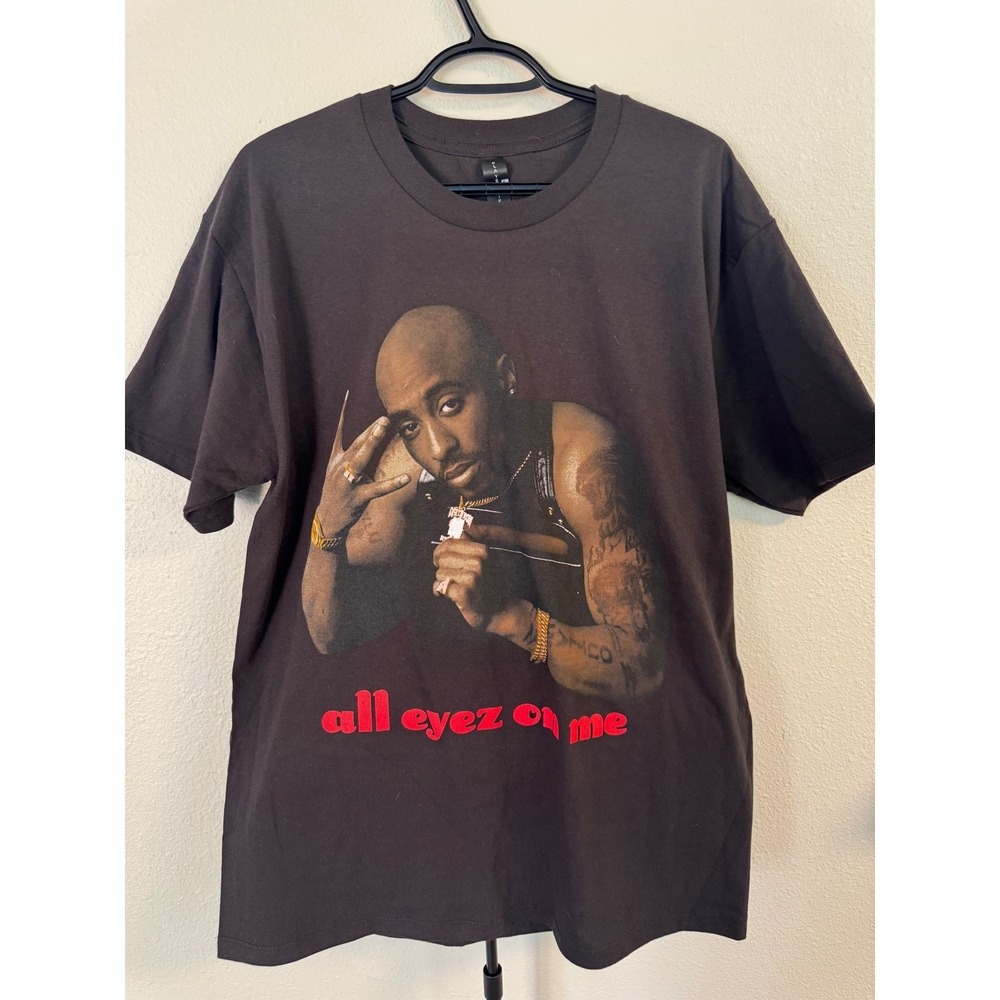 Playerytees 2Pac All Eyez On Me Graphic T-Shirt Mens Large Black Rap Tee New